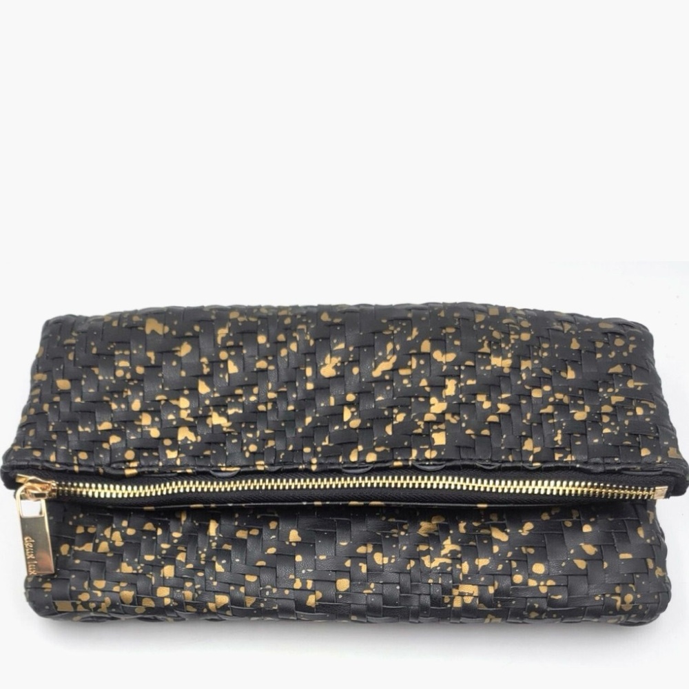ANTHROPOLOGIE Deux Lux Paint Splatter Woven Vegan Leather Fold Over Clutch